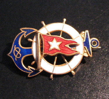 RMS TITANIC Gold and Enamel Pin Badge from RARE 1912 White Star Line original 